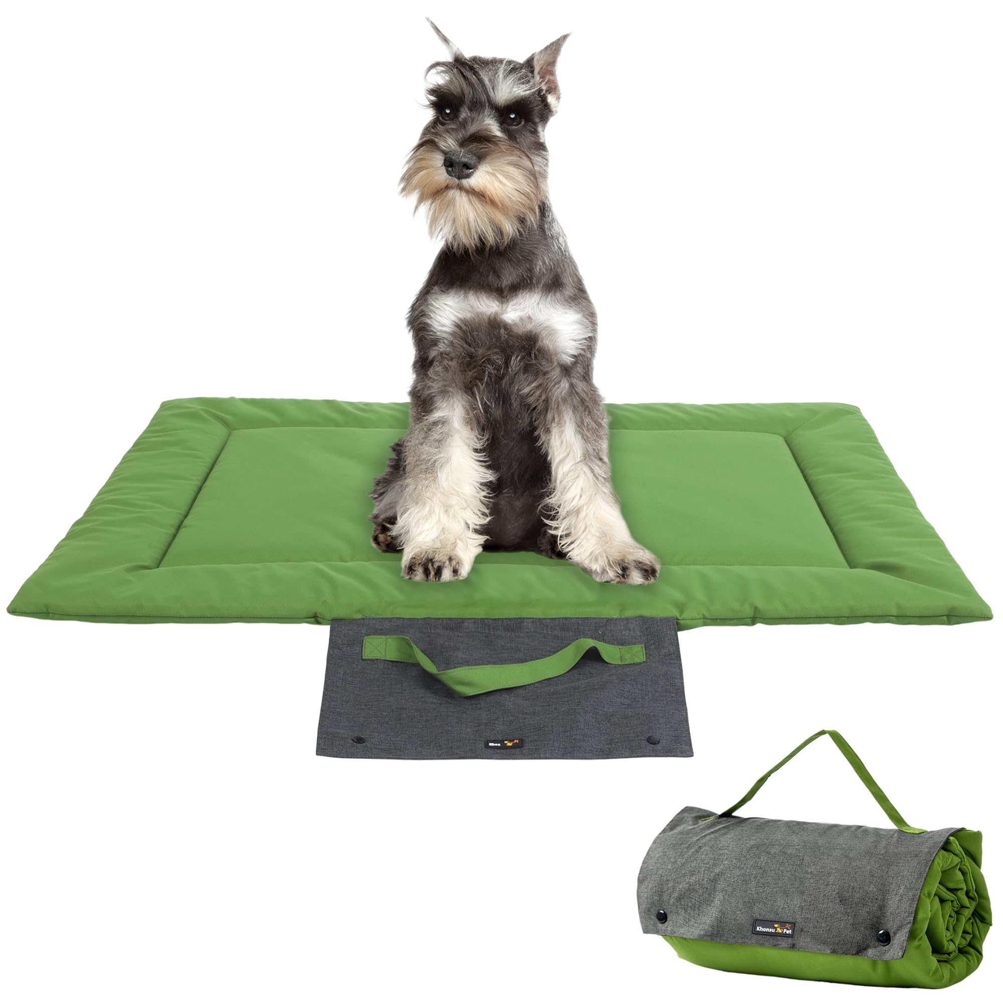 KHONSU PET dog travel mat folded in compact pack for easy portability.