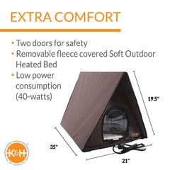 K&H Pet Products aframe heated cat house interior bed view