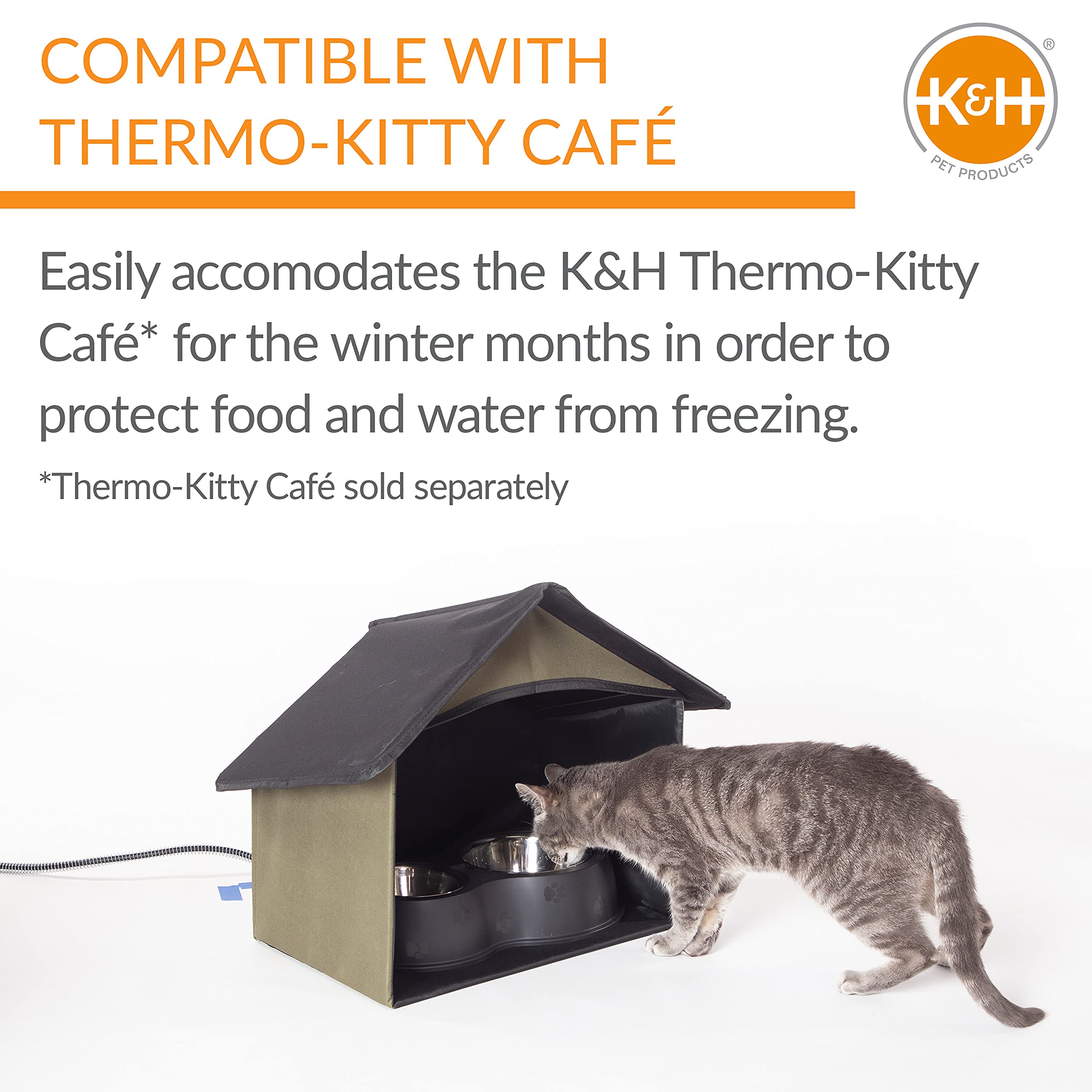 K&H Pet Products shelter weather-resistant fabric; protects meals from wind, rain, and debris.