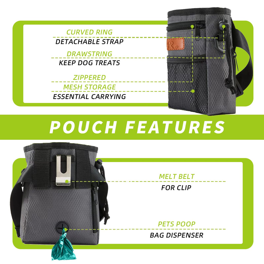 KHPR dog treat pouch with poop bag dispenser keeps cleanup ready on park visits