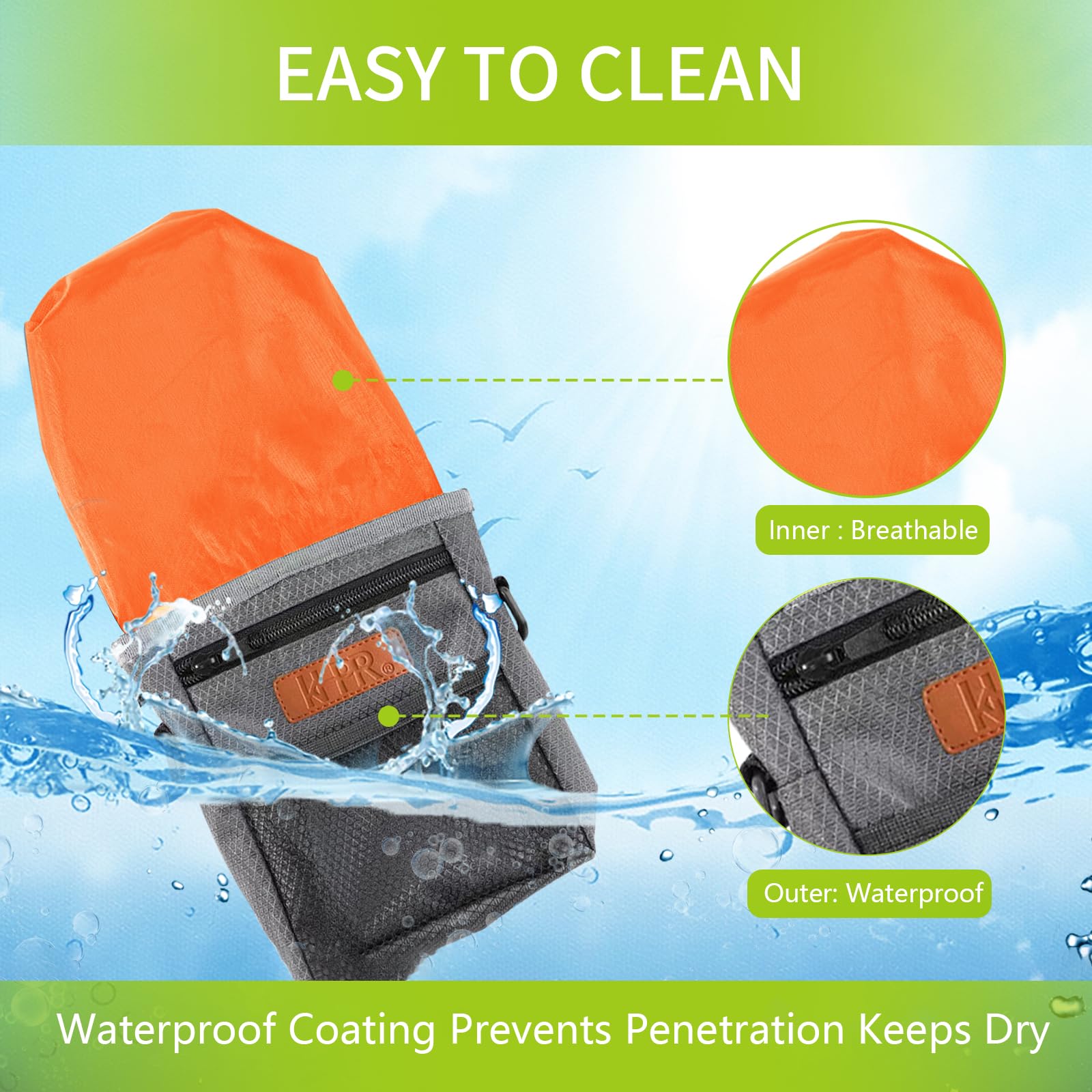 KHPR dog treat pouch includes silicone bowl for quick water or treat breaks