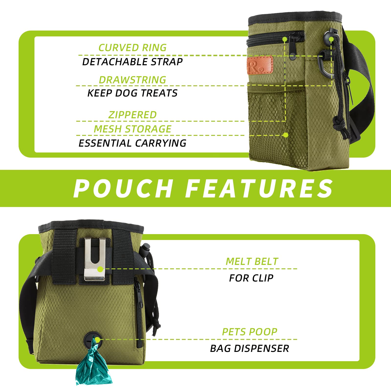 KHPR training pouch with side-pocket storage for easy-to-reach treats.