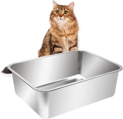 Kichwit large stainless steel litter box shows rust resistance for lasting durability.