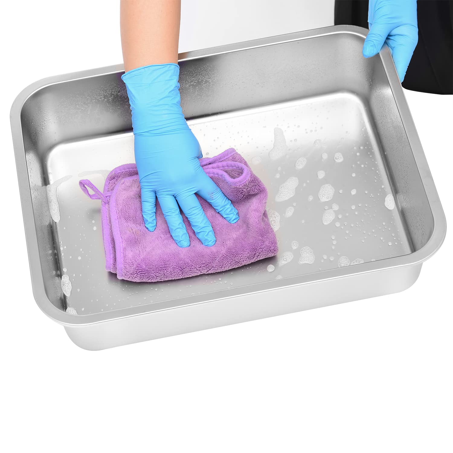 Kichwit stainless steel cat litter box easy cleaning, quick maintenance.