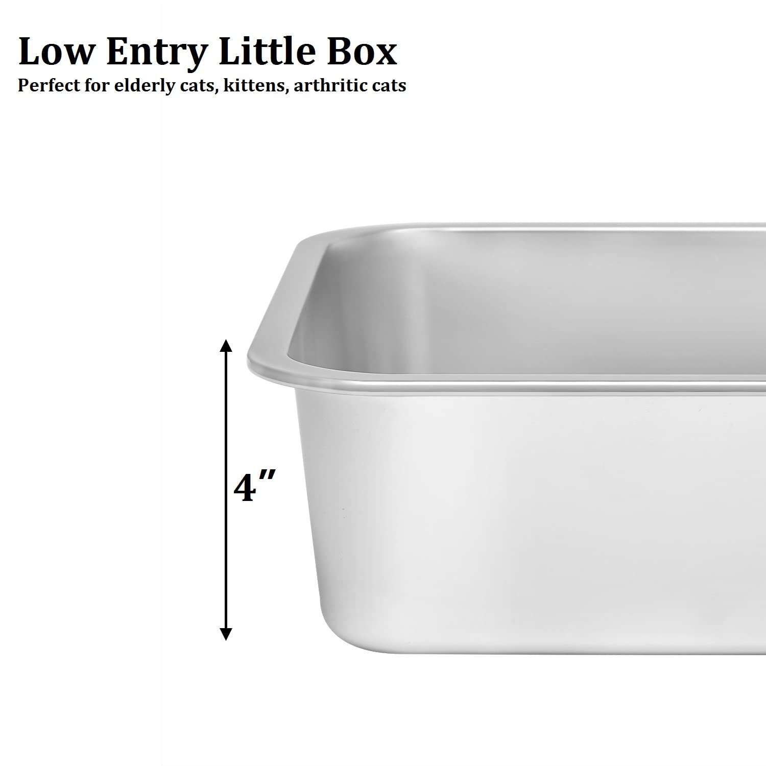 kichwit stainless steel cat litter box interior surface close-up showing non-stick easy cleaning