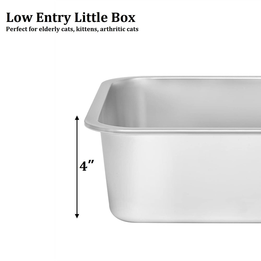 kichwit stainless steel cat litter box interior surface close-up showing non-stick easy cleaning
