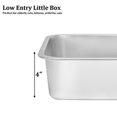 kichwit stainless steel cat litter box interior surface close-up showing non-stick easy cleaning