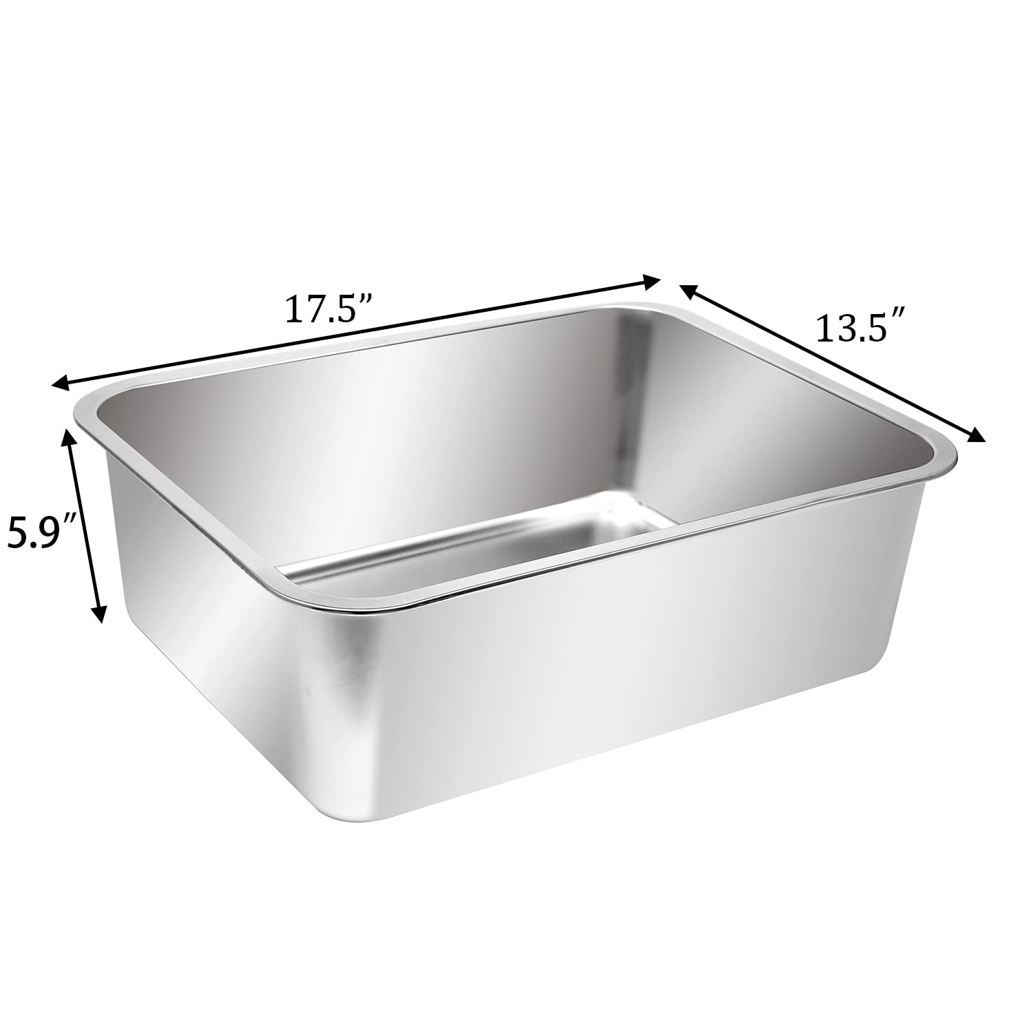Kichwit stainless steel cat litter box rounded edges close-up, safe handling.