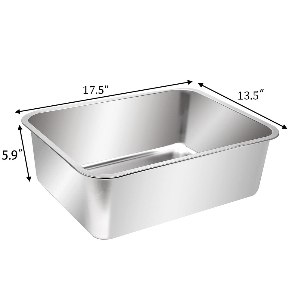 Kichwit stainless steel cat litter box rounded edges close-up, safe handling.