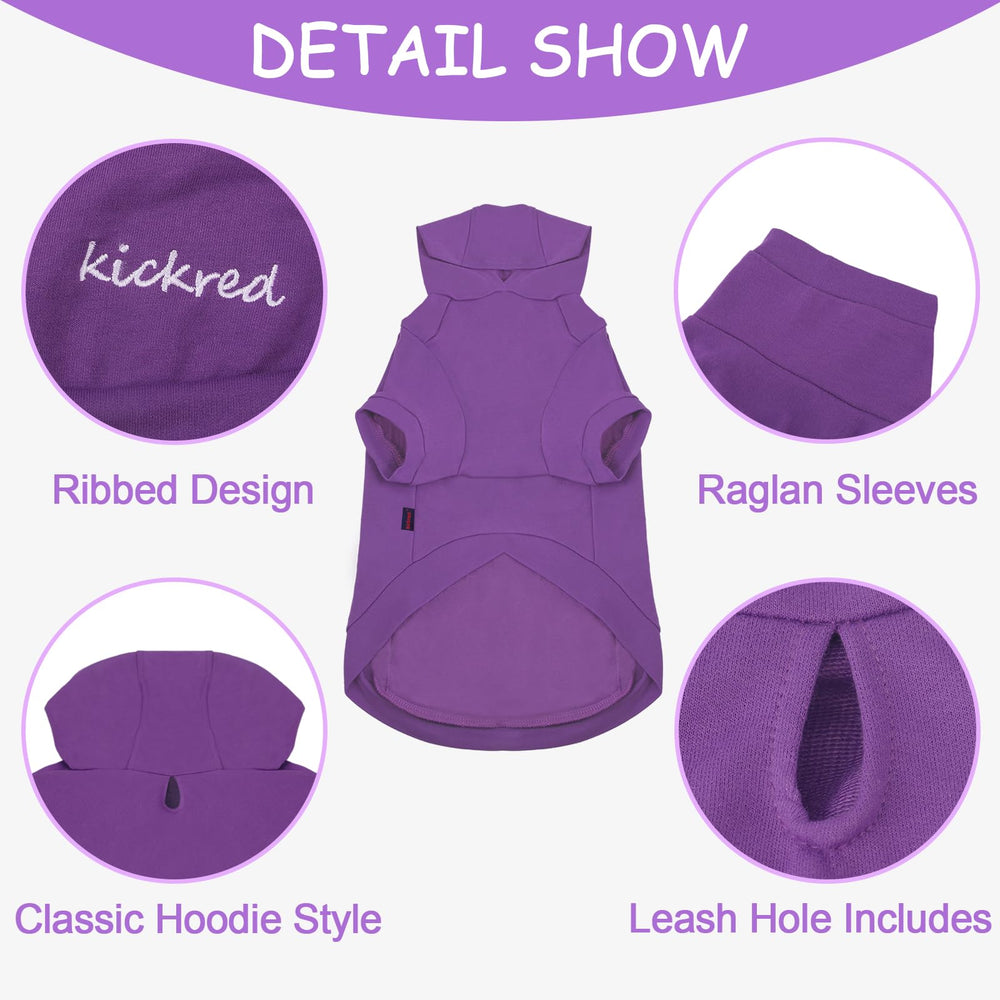 Kickred Basic Dog Hoodie back leash hole enables secure harness use during outings