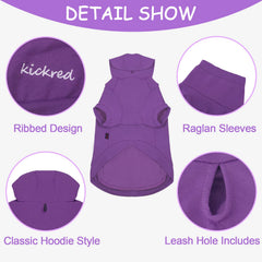 Kickred Basic Dog Hoodie back leash hole enables secure harness use during outings