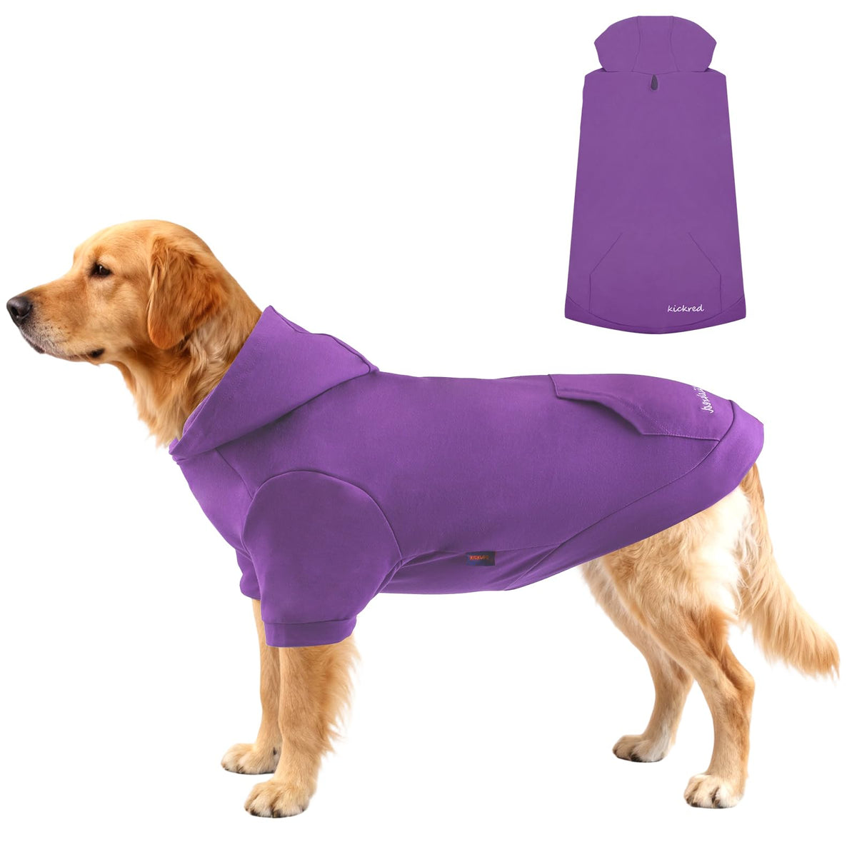 Kickred Basic Dog Hoodie pullover with hat keeps dogs cozy on chilly evening walks