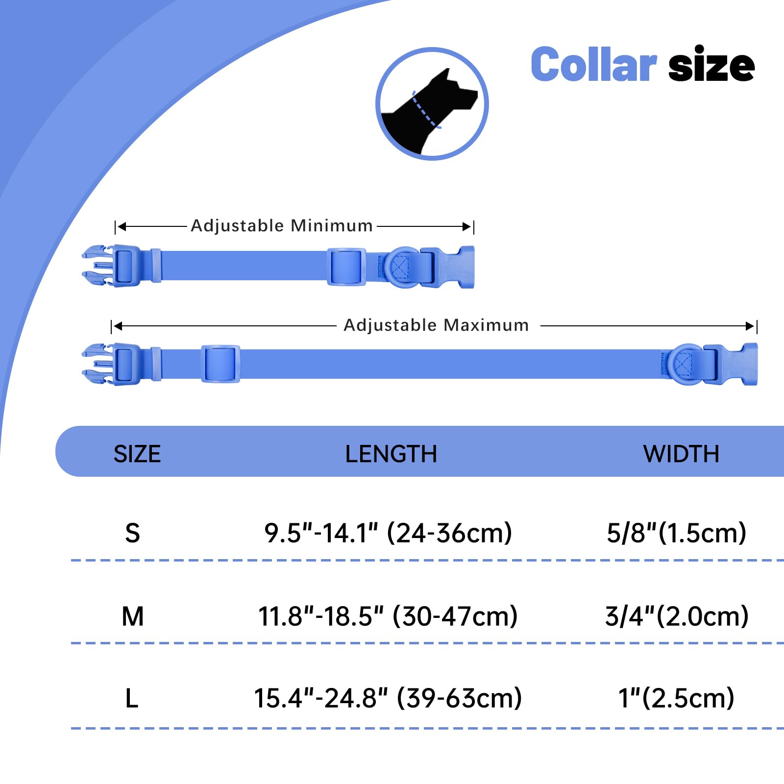 Kidding Pets waterproof collar color varieties, six macaron shades for every pup personality.
