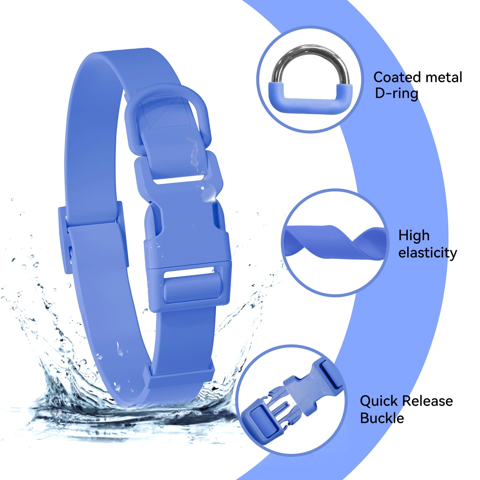 Kidding Pets waterproof collar on a wet dog, moisture resistance for rain and water adventures.