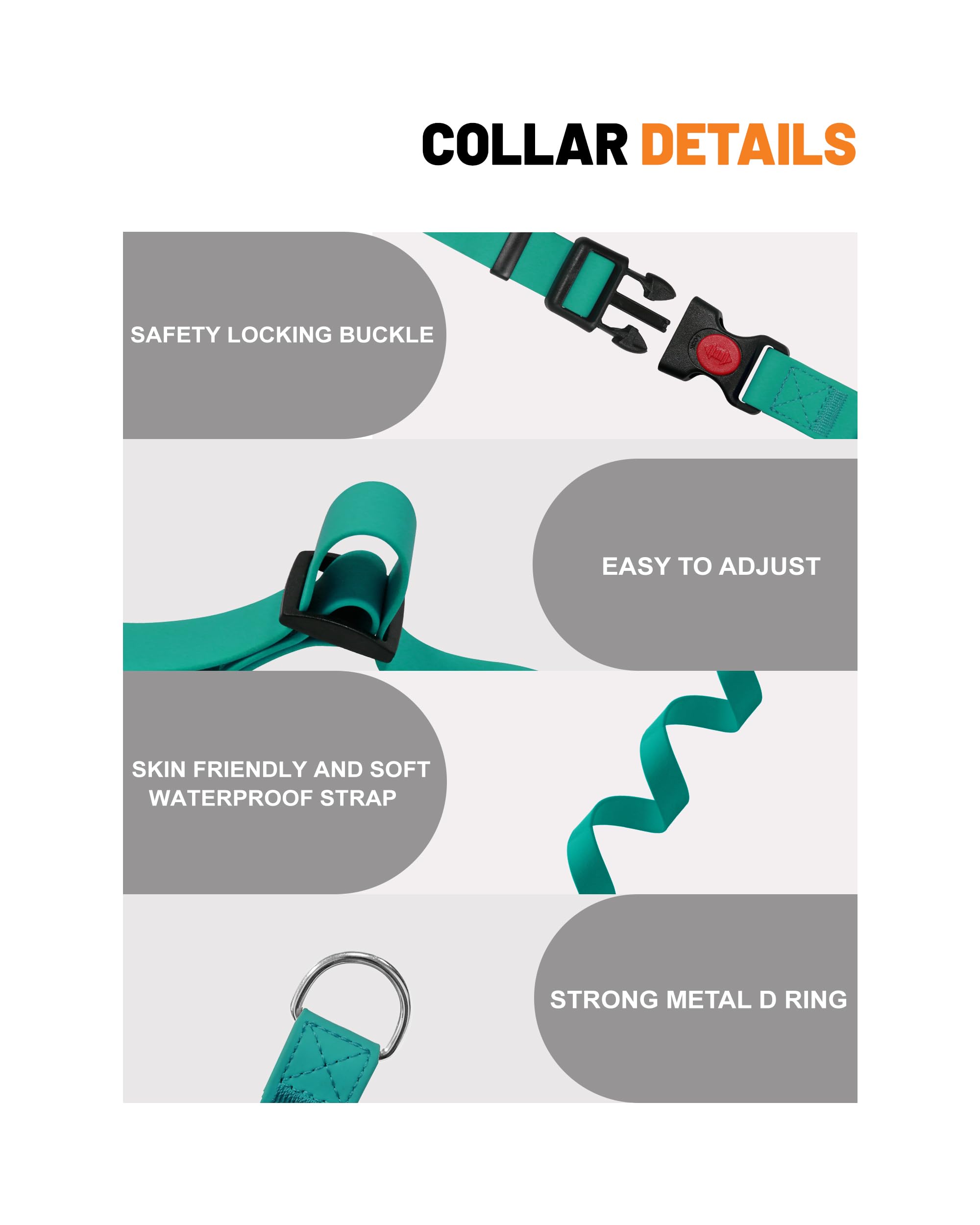 Kidding Pets collar waterproof coated nylon resists dirt and odors
