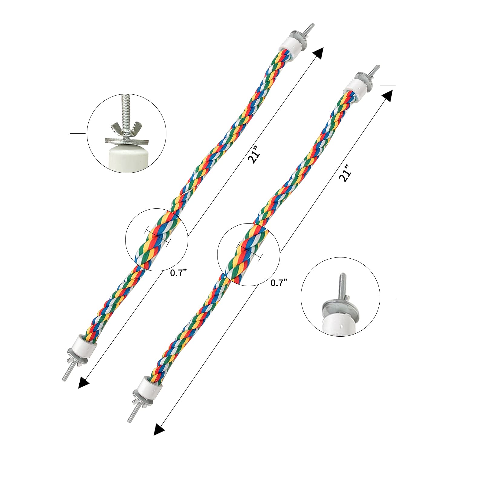 Kiddisie colorful cotton rope perch adds soft, durable resting surface