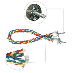 Kiddisie rope perch with steel wire bent to fit cage layout