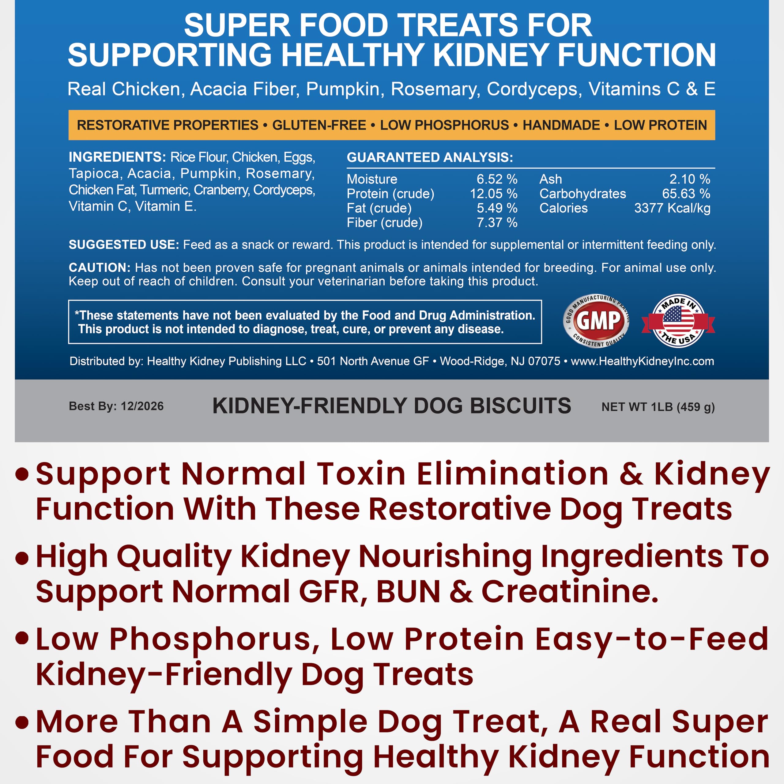 Kidney Restore ingredient list featuring turmeric and cranberry for kidney-friendly support