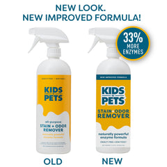 KIDS 'N' PETS stain remover on carpet to eliminate odors and deter future accidents.