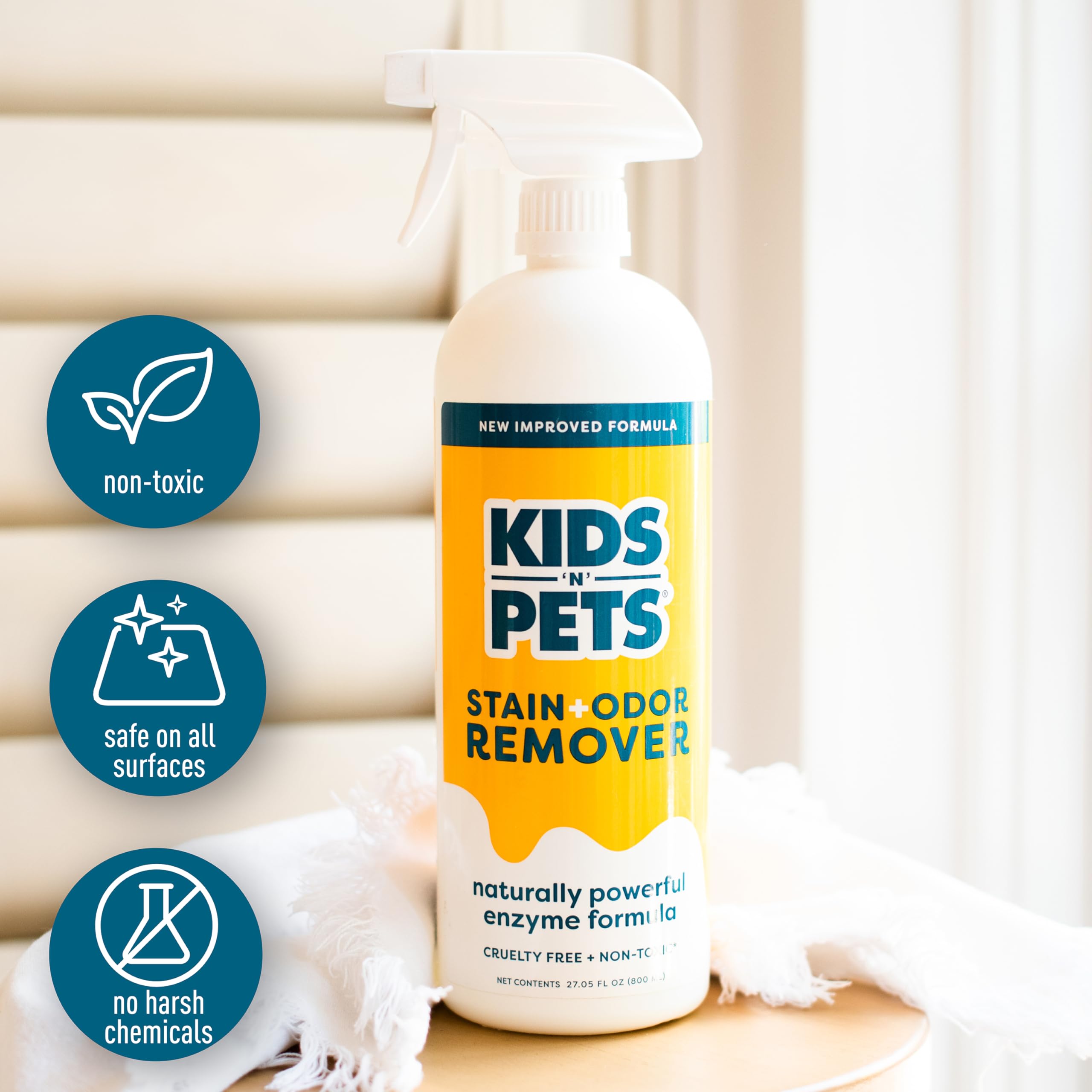 KIDS 'N' PETS stain remover for mattresses keeps sleeping areas clean and inviting.