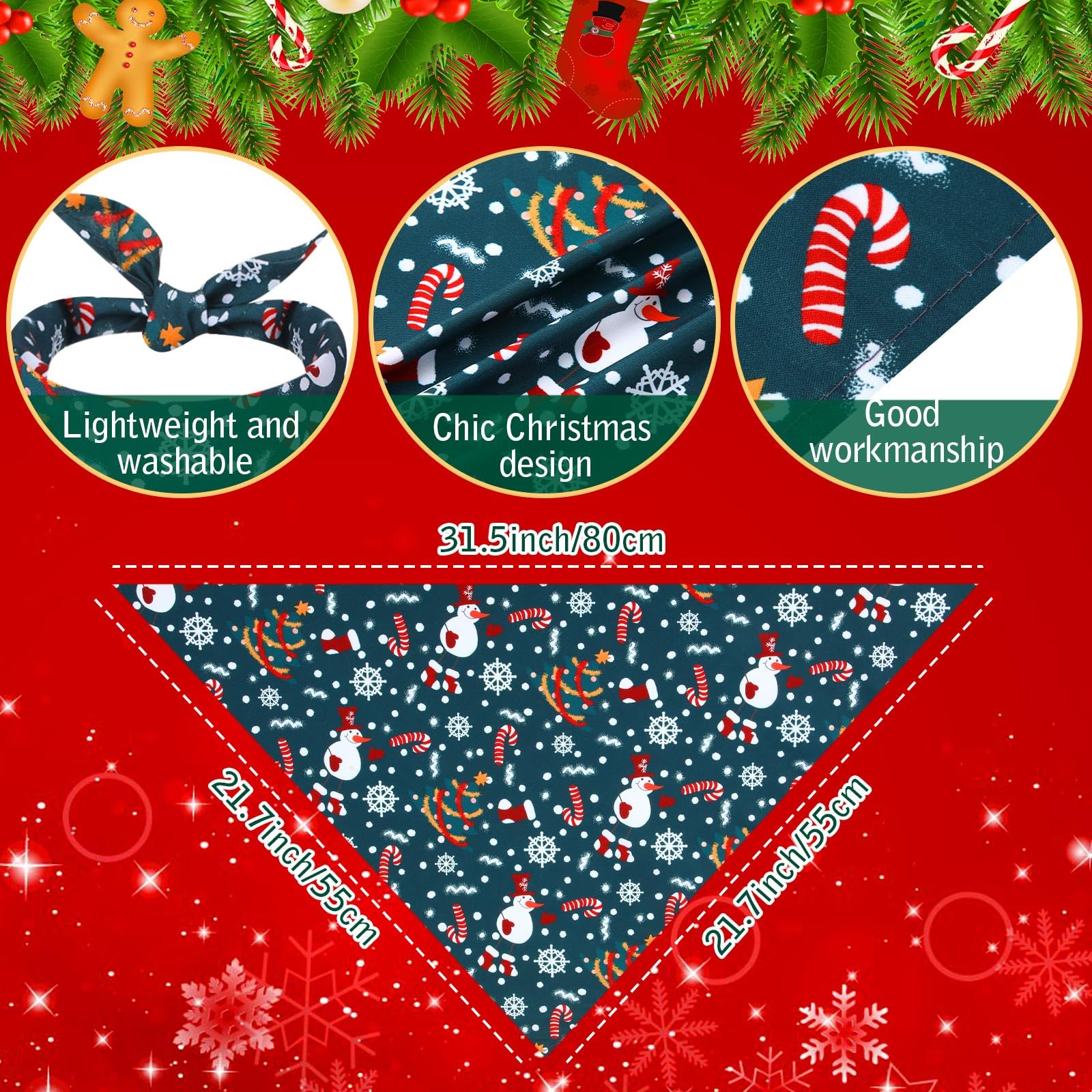 Kigeli Christmas dog bandana Tree pattern for family gatherings.