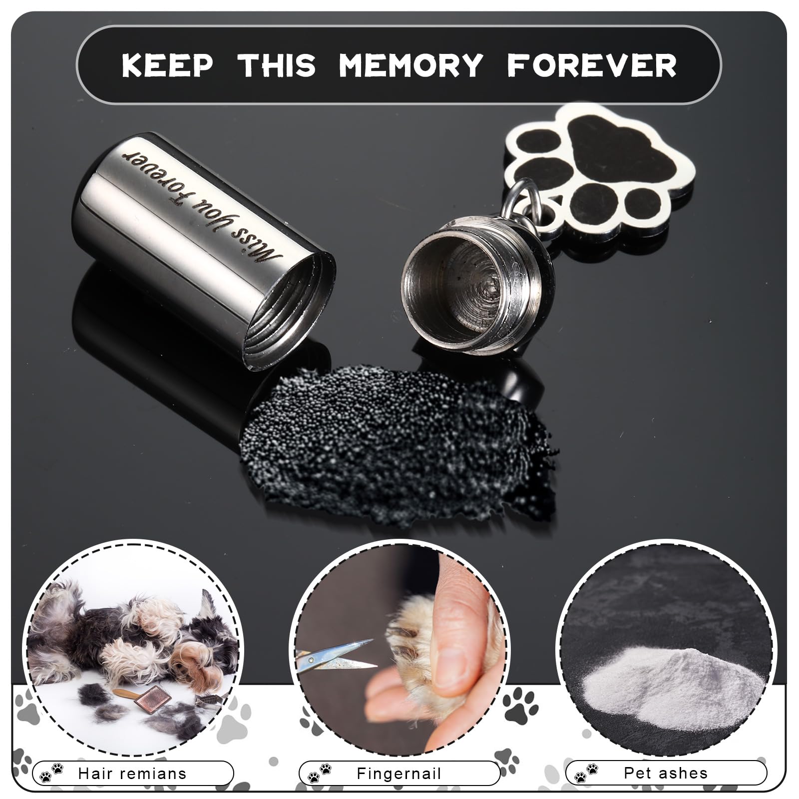 Kigeli stainless-steel cat ashes keychain long-lasting memory keeper