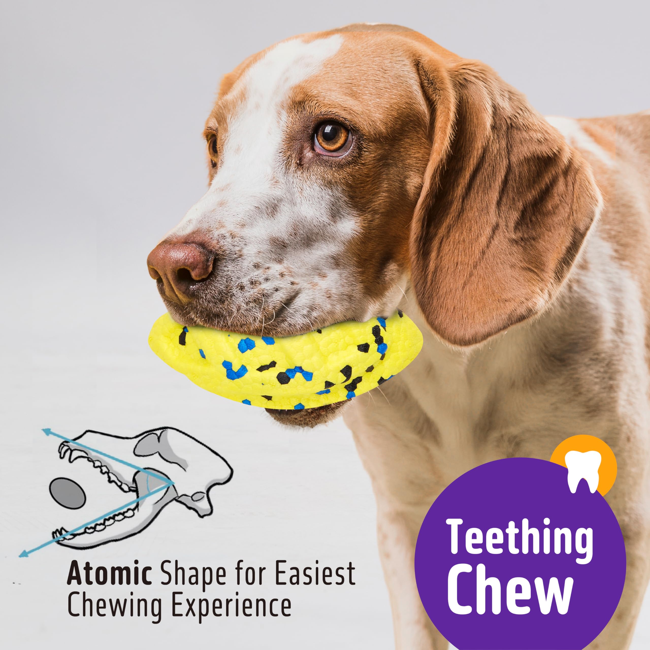 Kimee dog balls close-up shows 3D pattern for tongue massage