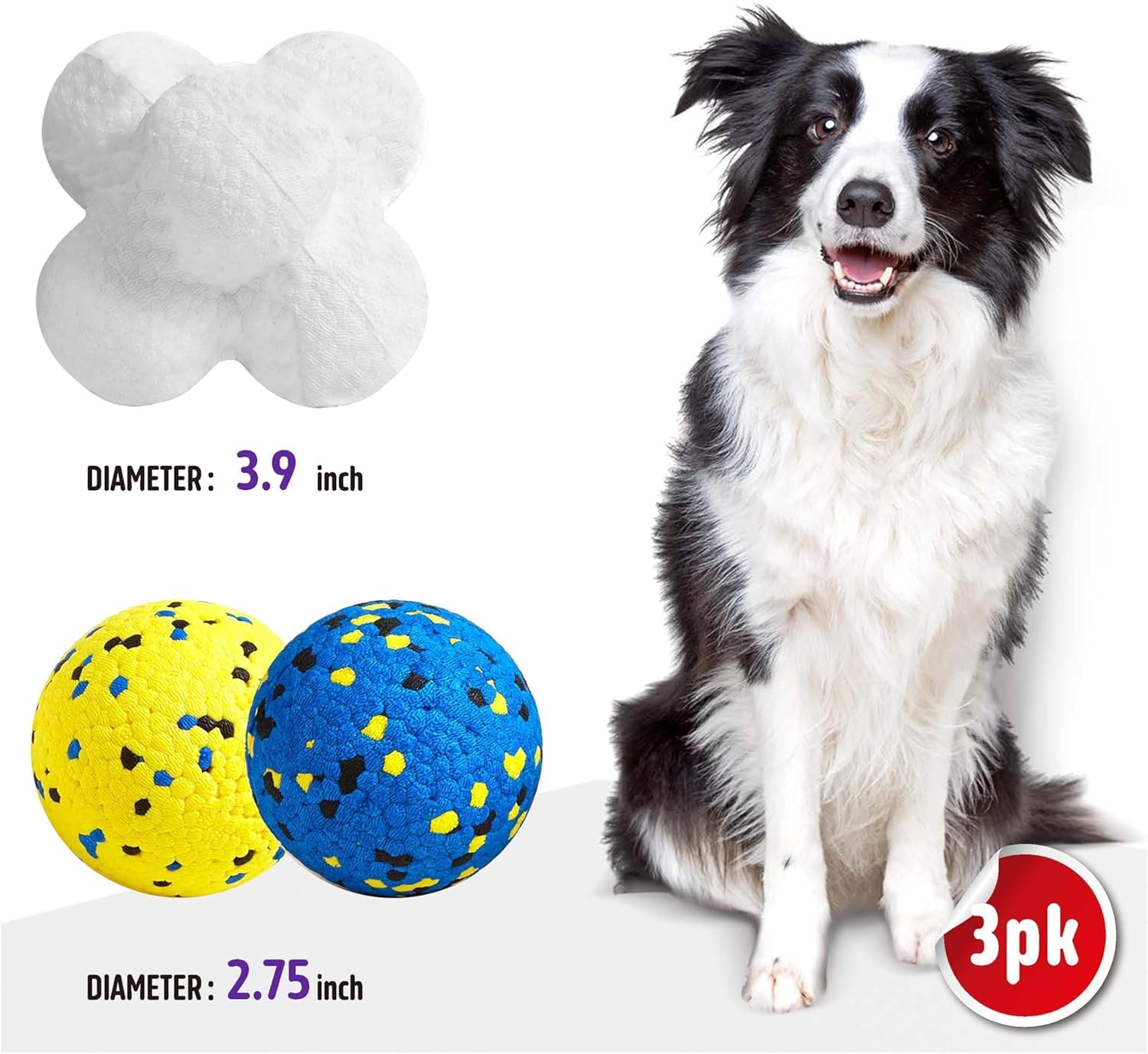 Kimee dog balls color contrast blue yellow boosts visibility during play