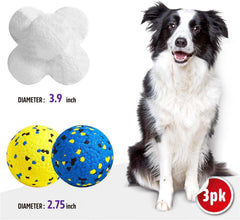 Kimee dog balls color contrast blue yellow boosts visibility during play