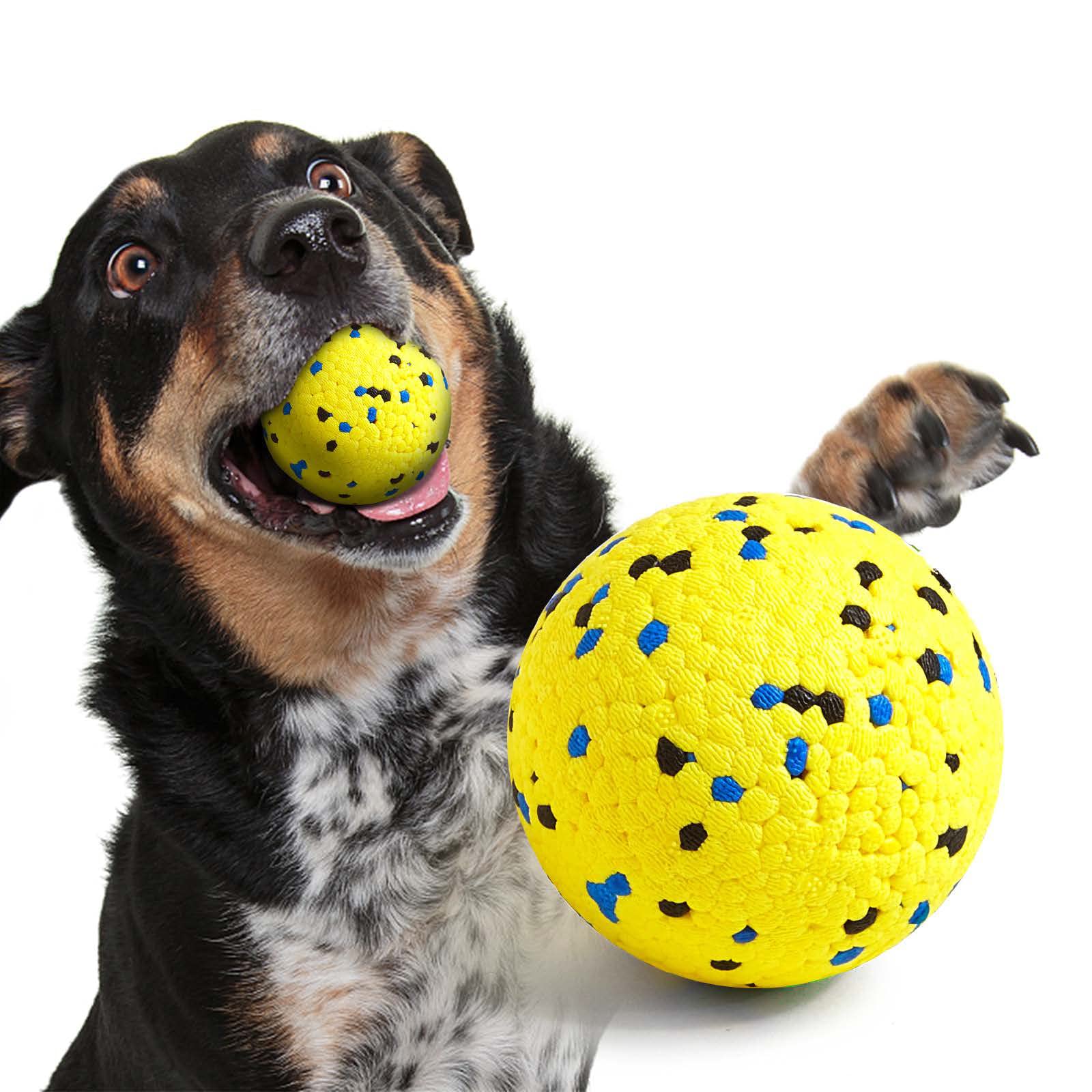 Kimee dog balls tennis ball durable for aggressive chewers during fetch.