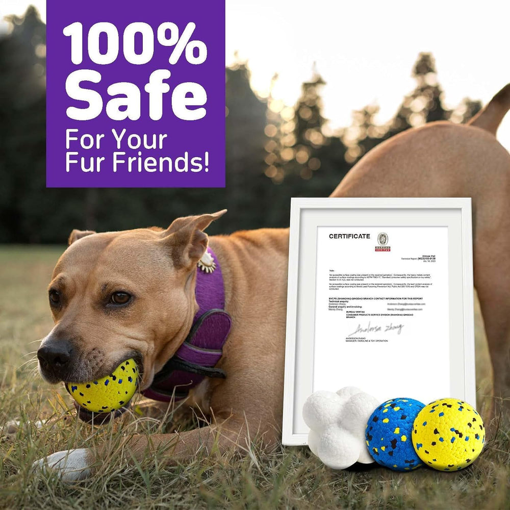 Kimee dog balls warranty card highlights 60-day guarantee