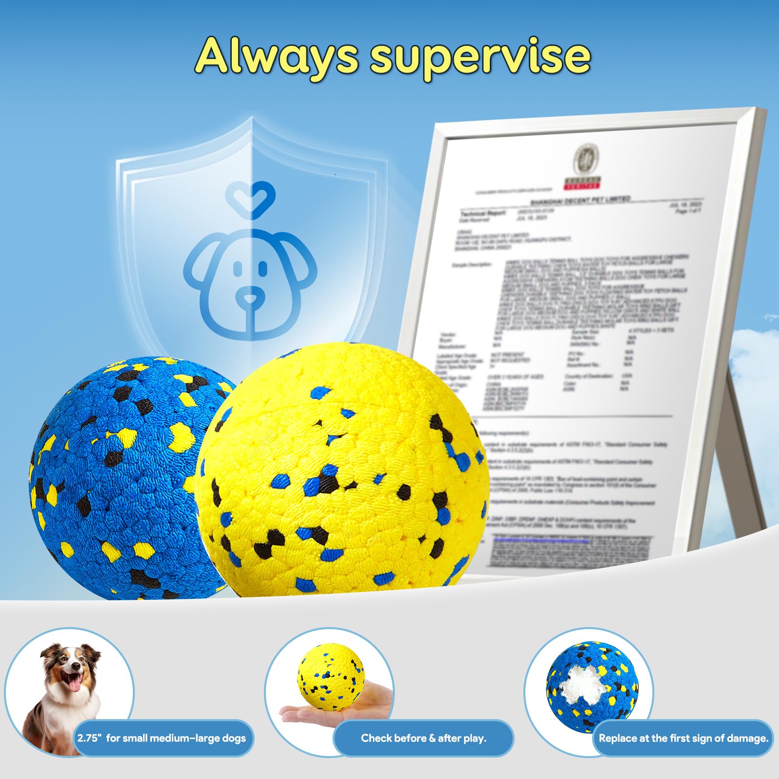 Kimee dog balls warranty-card included for confidence and quick support.