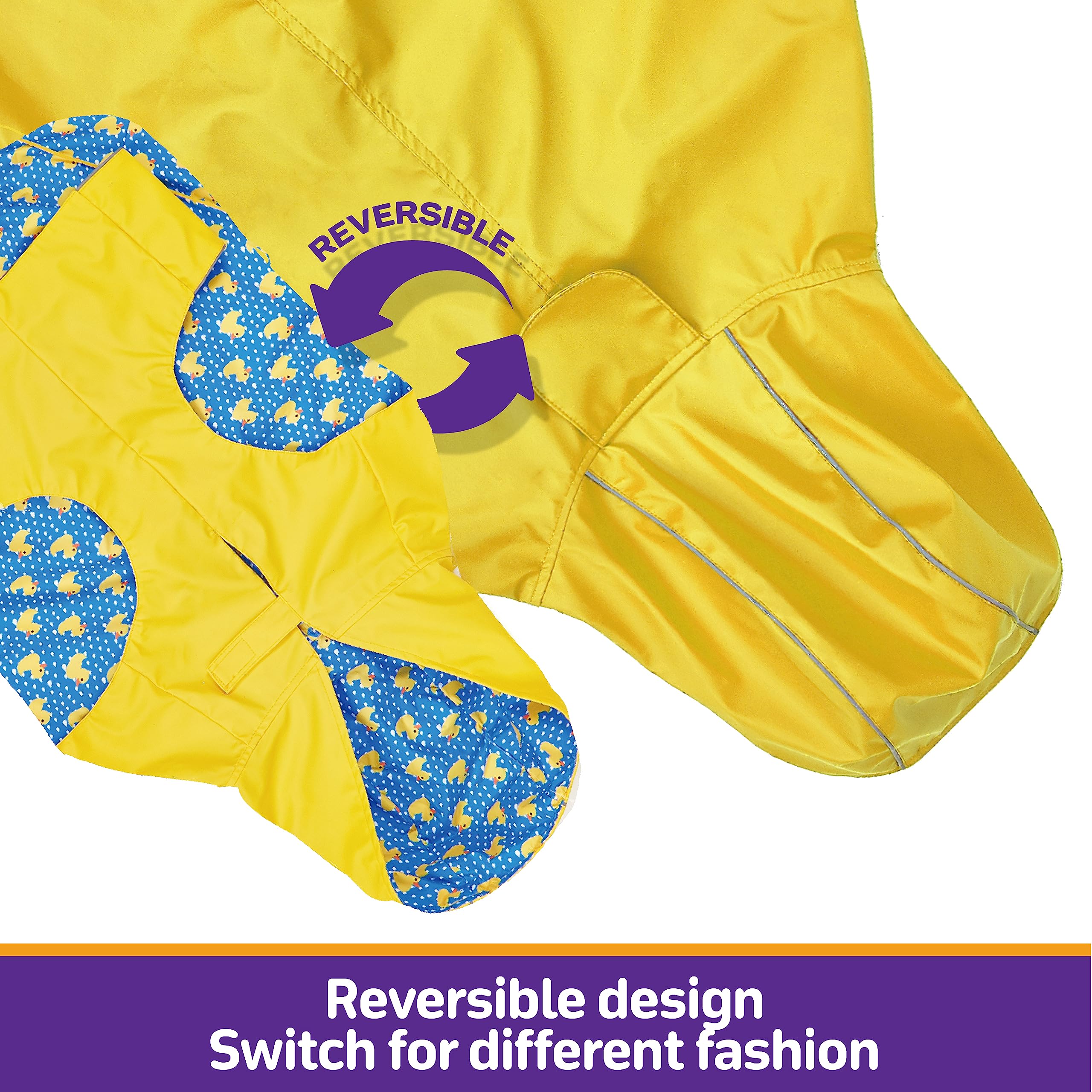 Kimee dog raincoat belly strap adjustment for secure, customizable fit