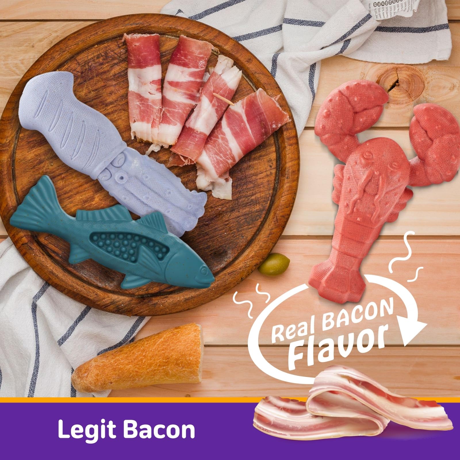 Kimee dog toys cuttlefish design offers long-lasting nylon for aggressive chewers.