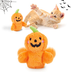 Kimee Halloween Catnip Toys pumpkin flapping image showing energetic play for curious cats