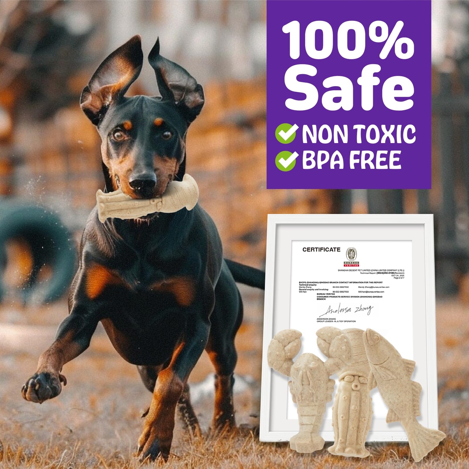 Kimee indestructible chew toy, rugged nylon for tough jaws.