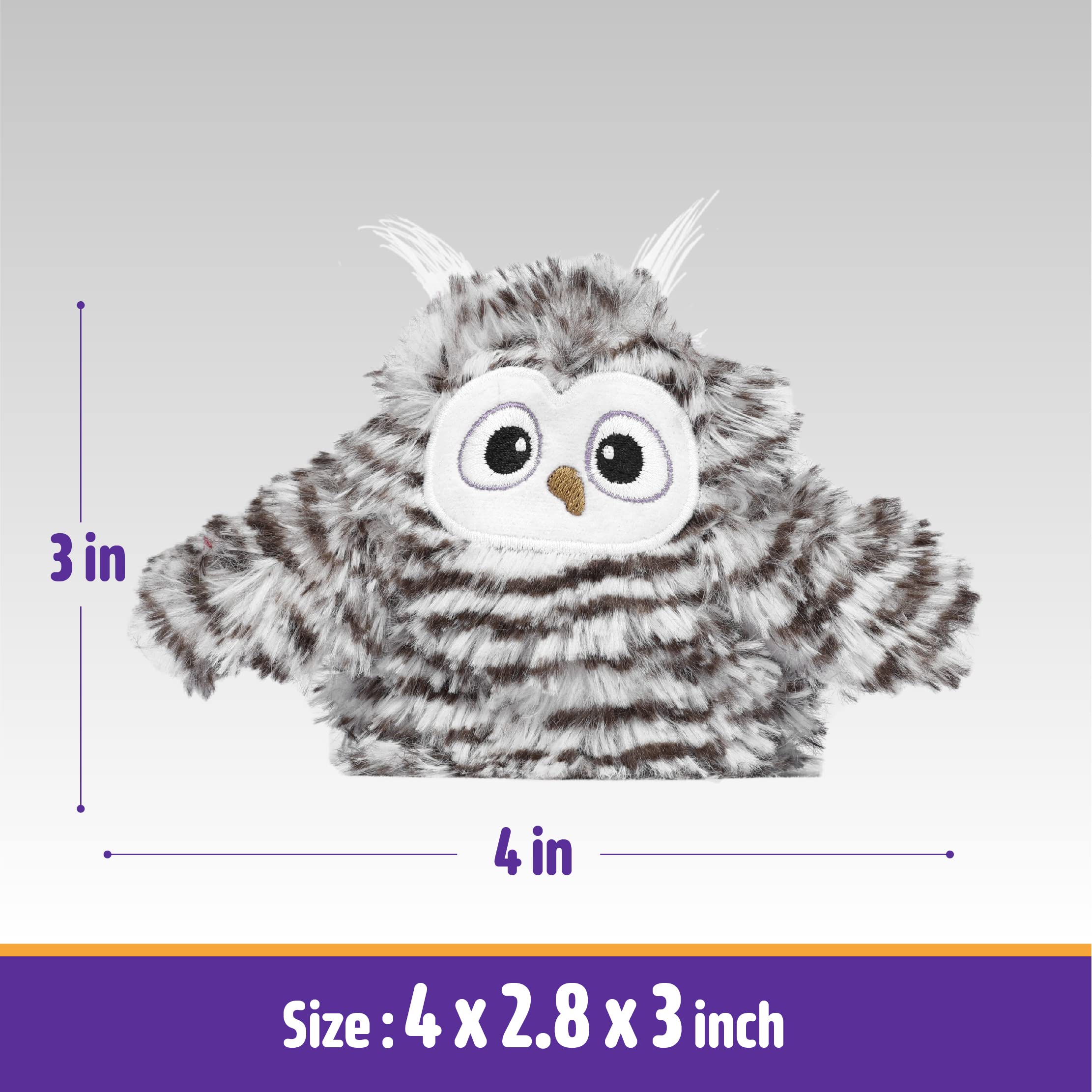 Kimee owl wings in motion demonstrates automatic flapping for engaged play.