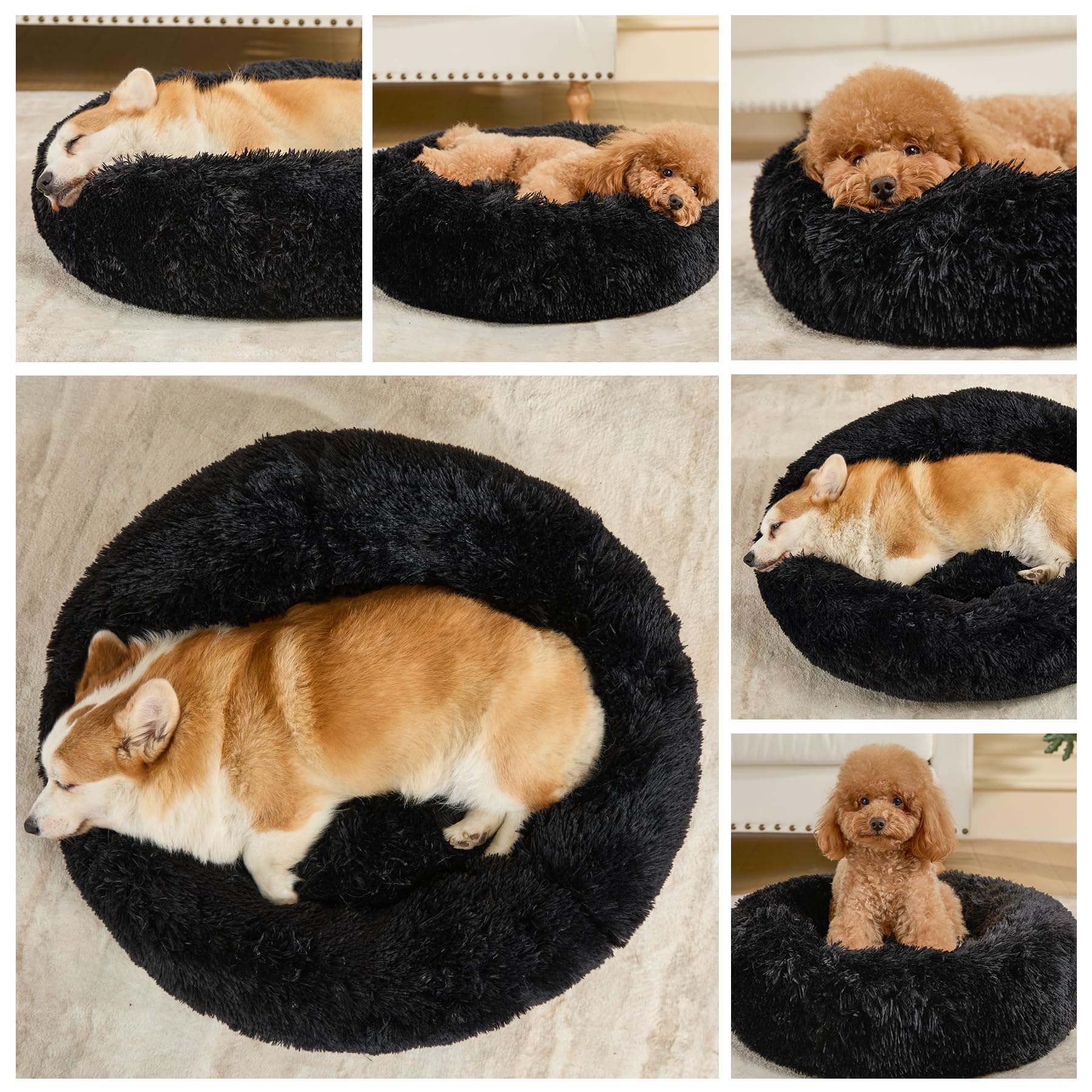 Kimpets donut bed anti-slip bottom view highlights stable placement