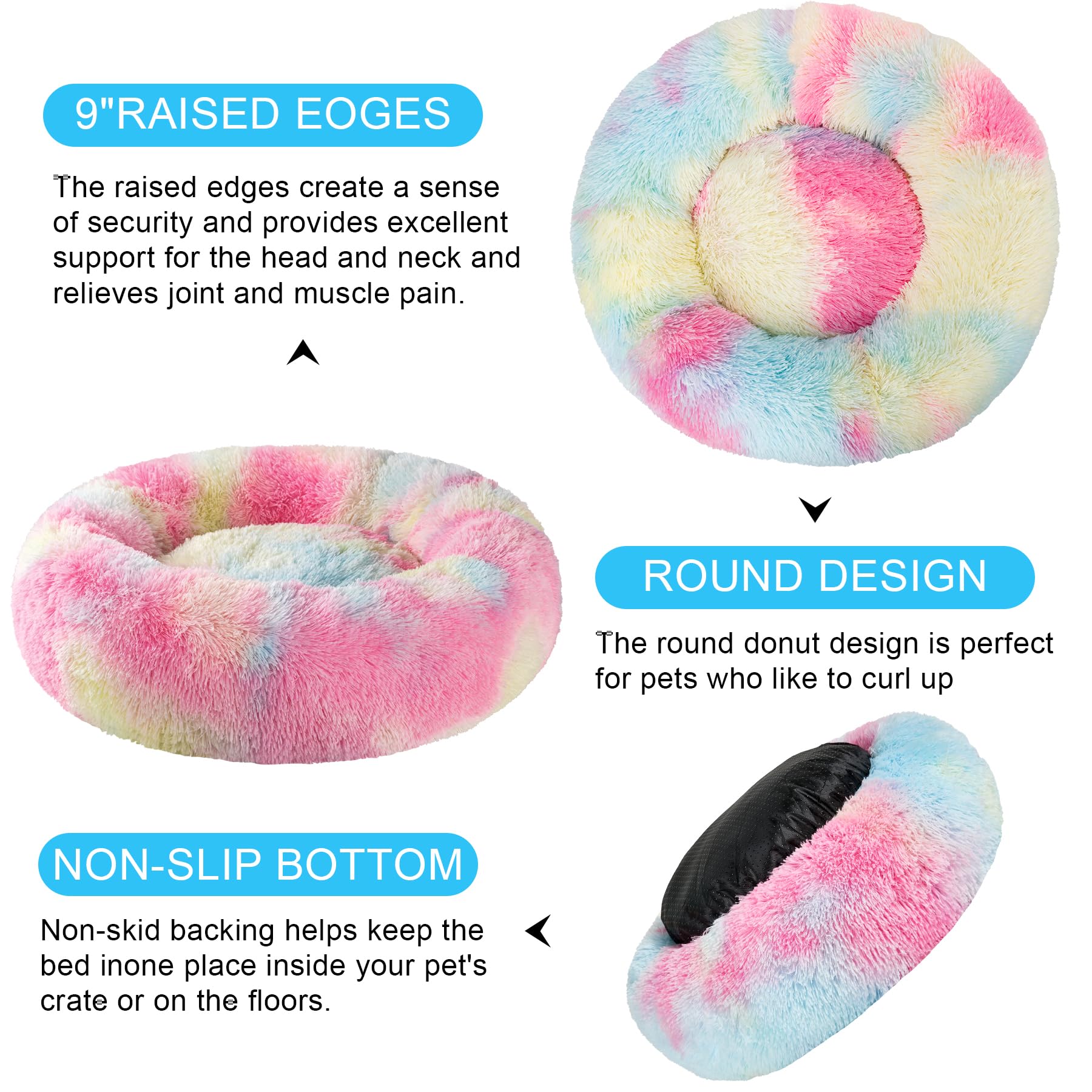 Kimpets round bed anti-slip bottom prevents slipping on floors