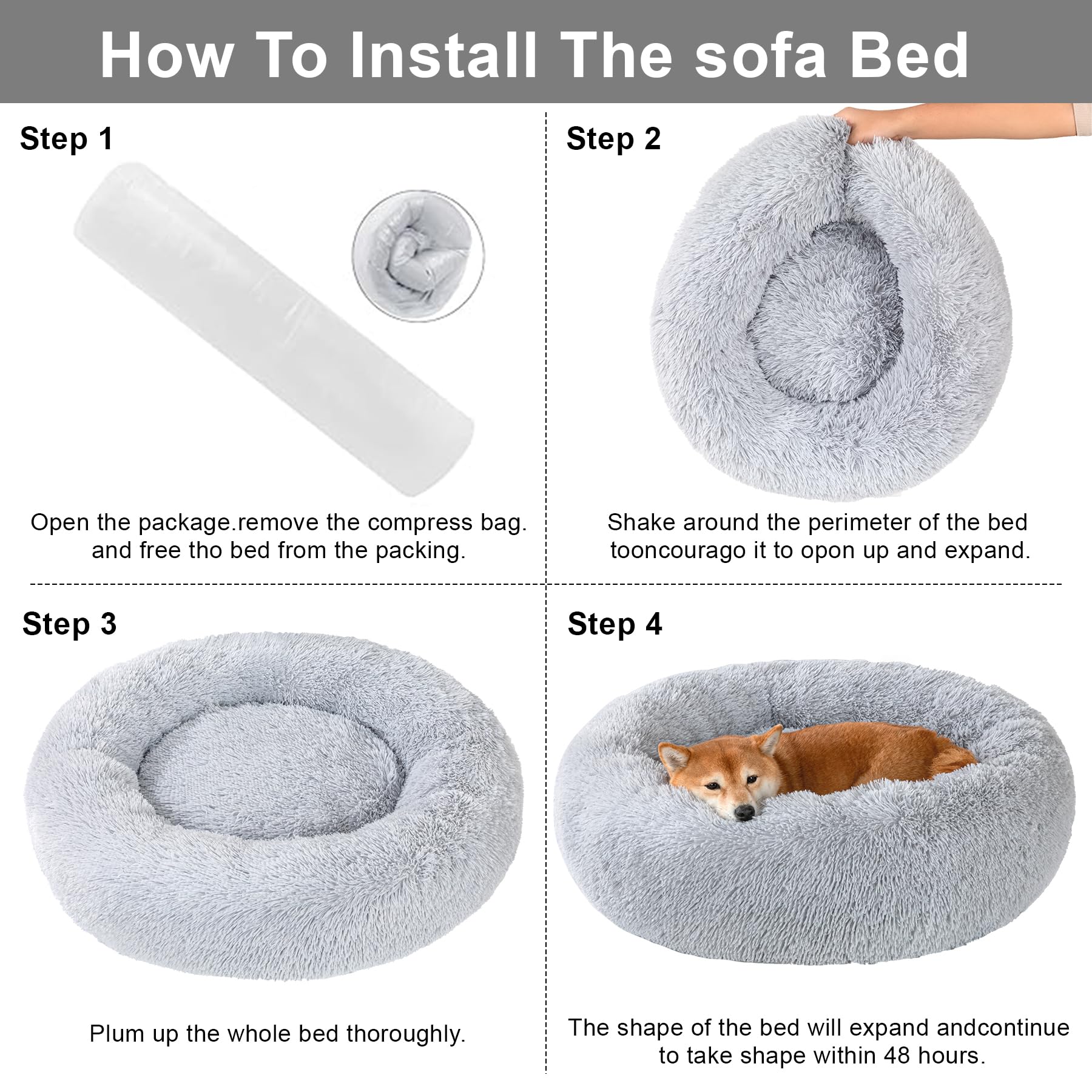 Kimpets small dog bed 20in donut ideal for tiny breeds