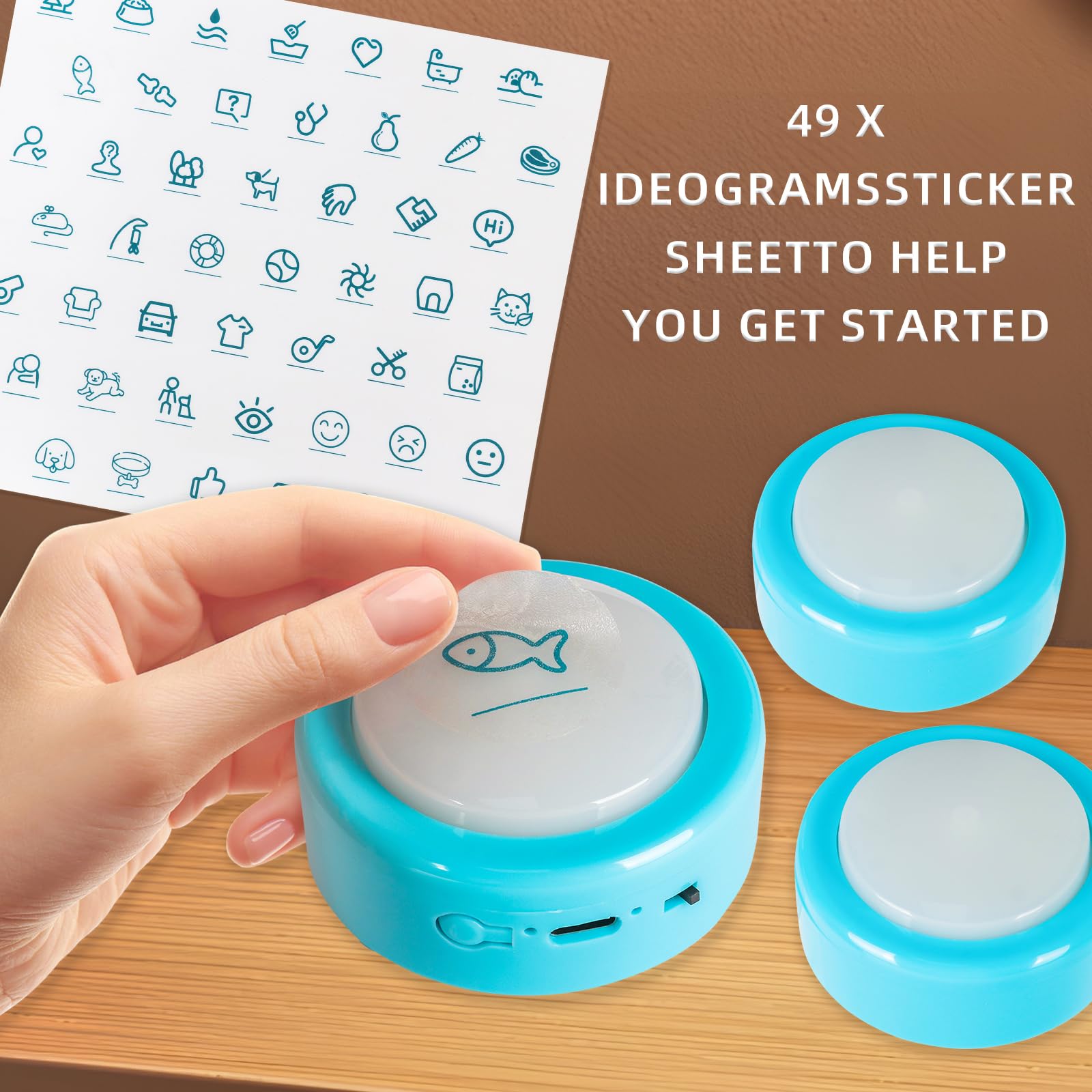 KIMPOK 49-sticker set helps identify each button quickly during training.