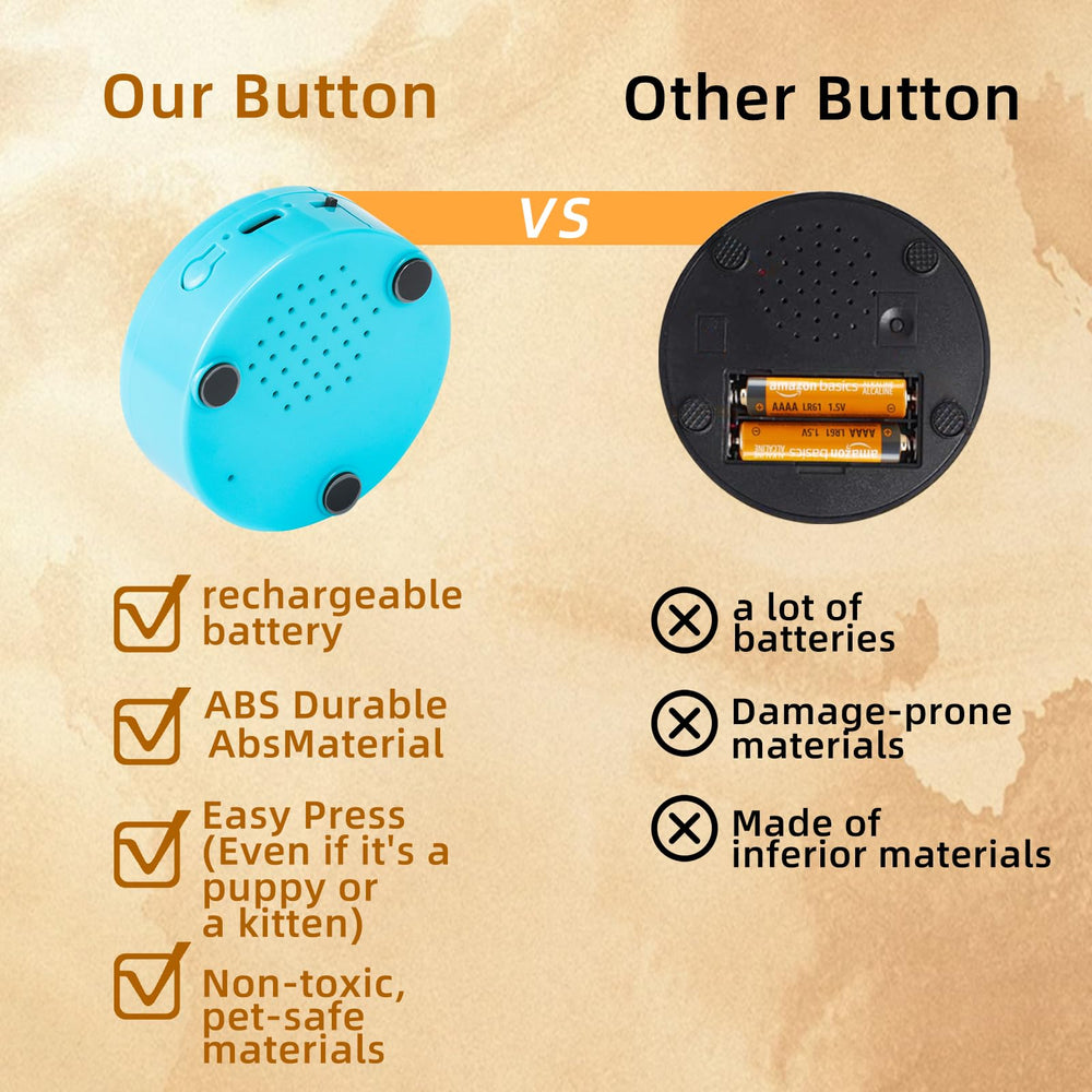 KIMPOK dog-buttons rechargeable unit with indicator showing long battery life.