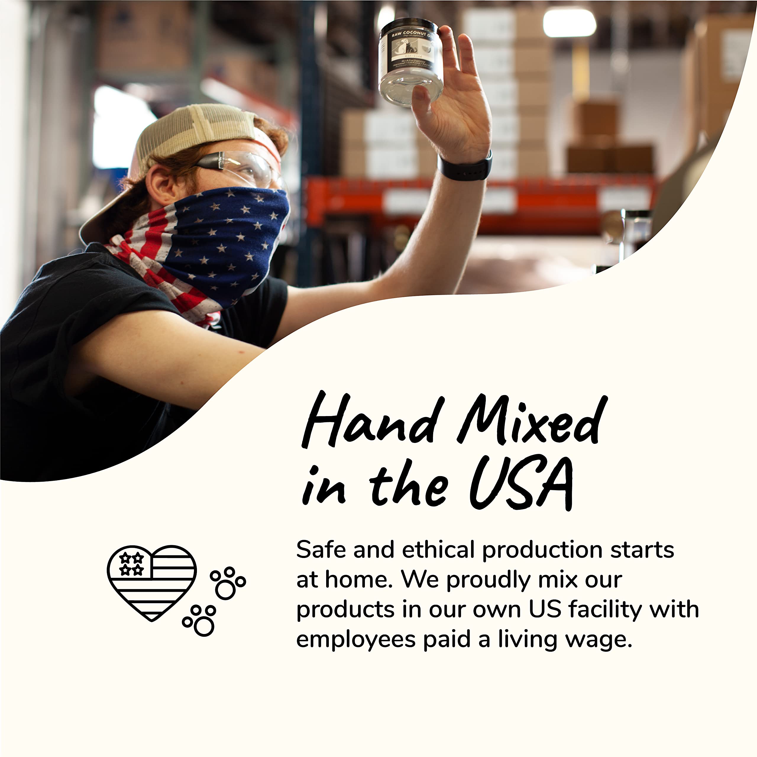 Kin-kind coconut oil USA-made label emphasizing purity.