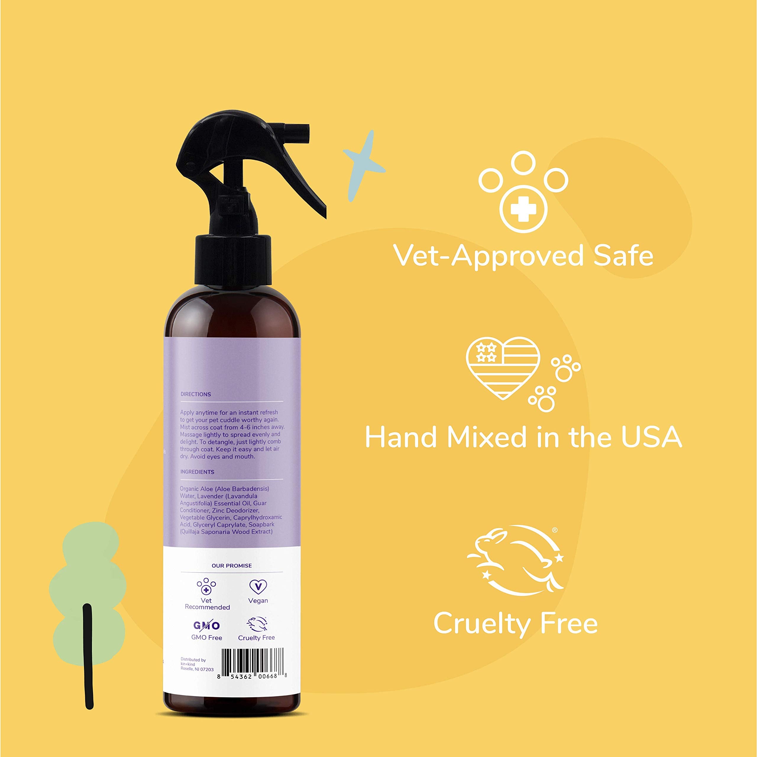 kin+kind dog detangler spray leave-in offers easy grooming