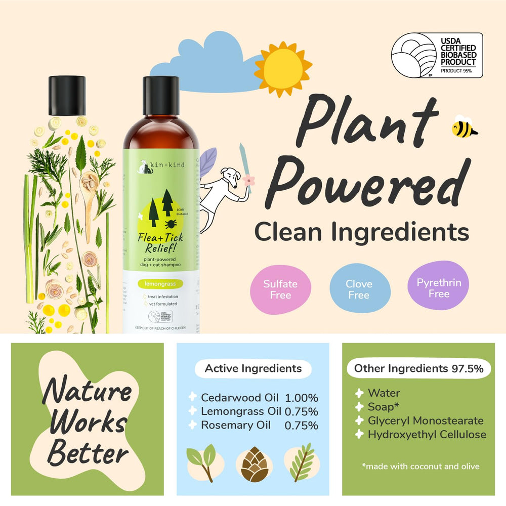 Kin+Kind lavender oil drops emphasize calming scent during dog baths.