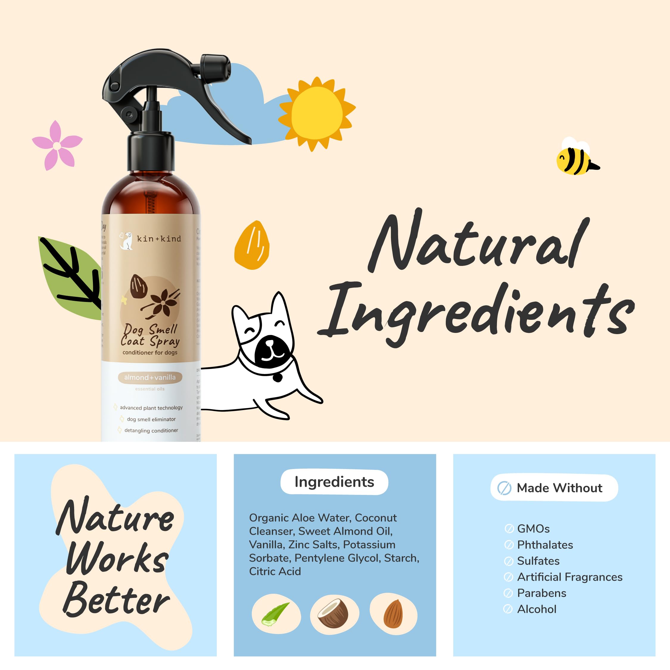 Kin+kind natural fragrance almond vanilla emits a pleasant scent.