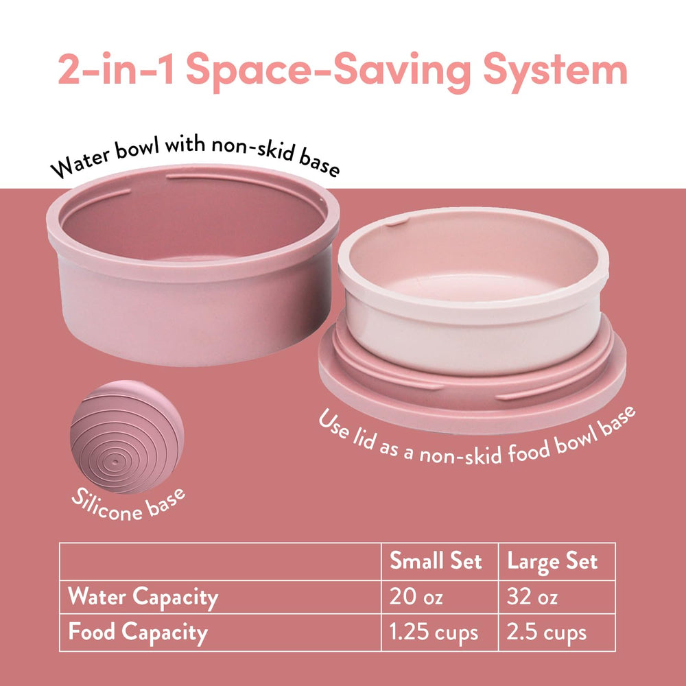 KindTail outer 32oz water bowl shown beside inner food bowl.