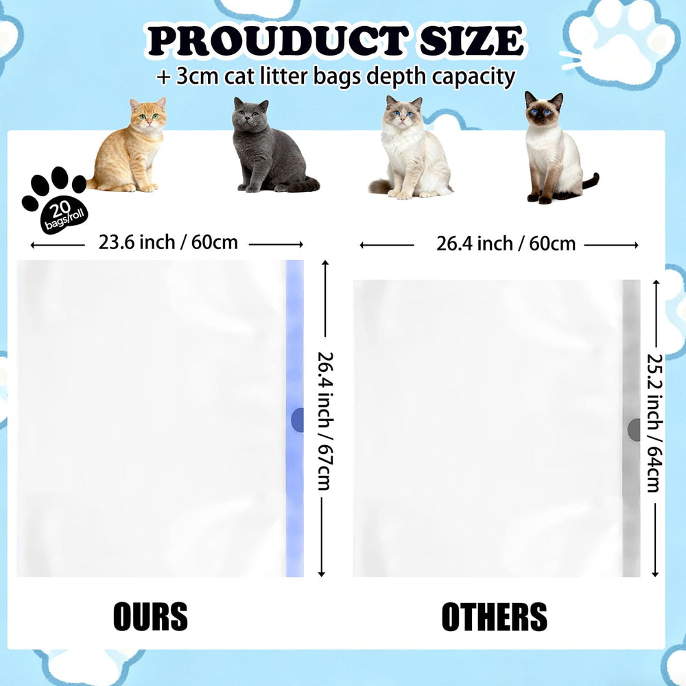 Kineglow 3mil thick cat litter bags closeup highlighting durability and odor resistance
