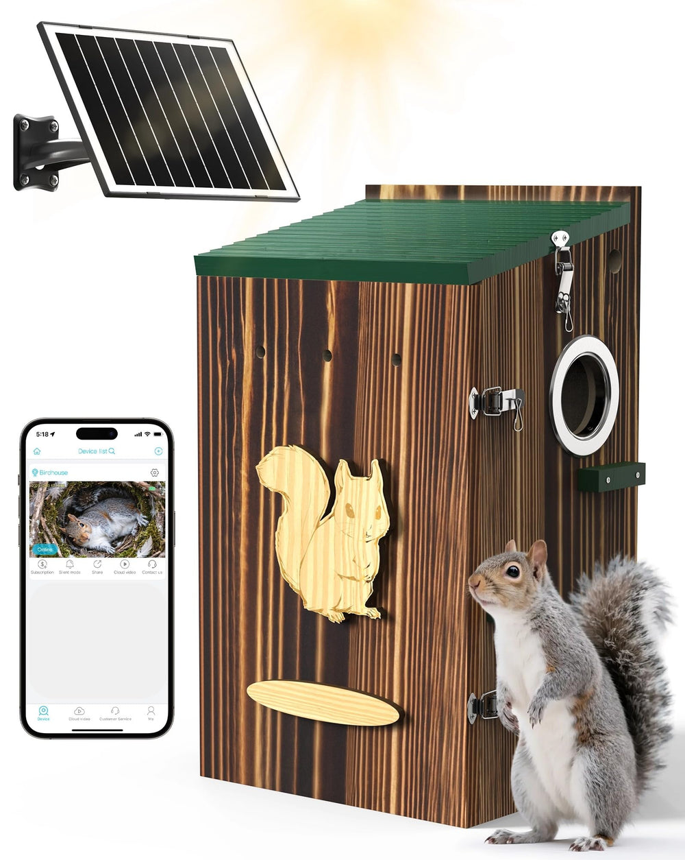 KinetCam Squirrel Box front view for outdoor nesting and wildlife watching.