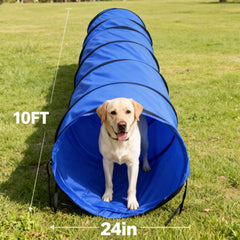 KINETOVOLTA foldable dog tunnel easy storage after play.